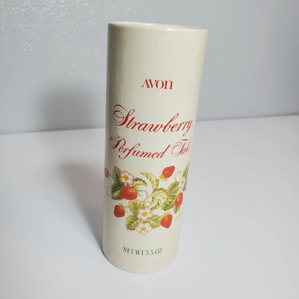 VTG 1979 Avon Porcelain Strawberry Sugar Shaker 22k Gold‎ Trim W/Talc In Box